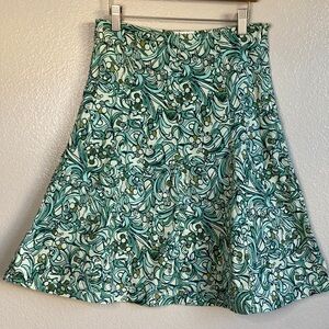 Vintage Y2k Claudia Richard Gored Flare Abstract print Cotton Stretch Skirt sz S